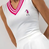 Dress with V-Shaped Collar